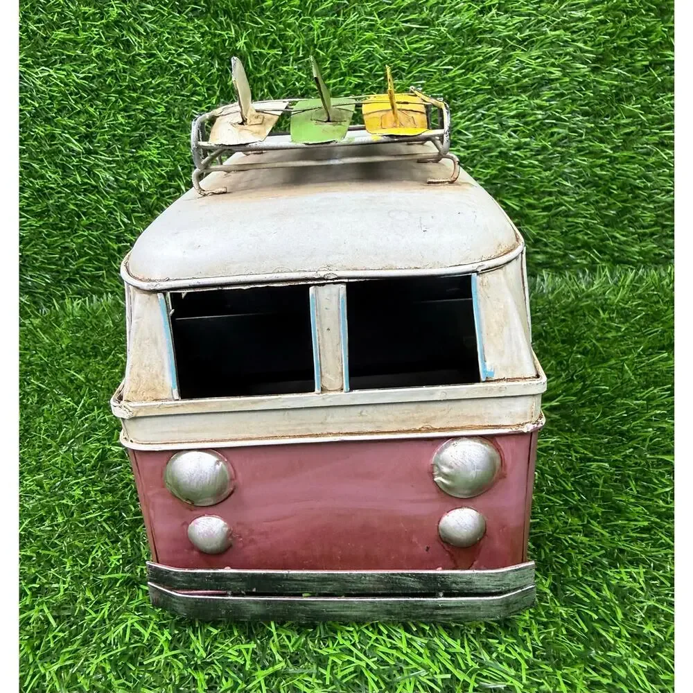 VW Bus Led Zeppelin Metal Model Van Surfboards Vintage Style Decor Collectible